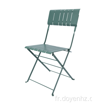 Table et chaises à lattes extérieures pliables en métal